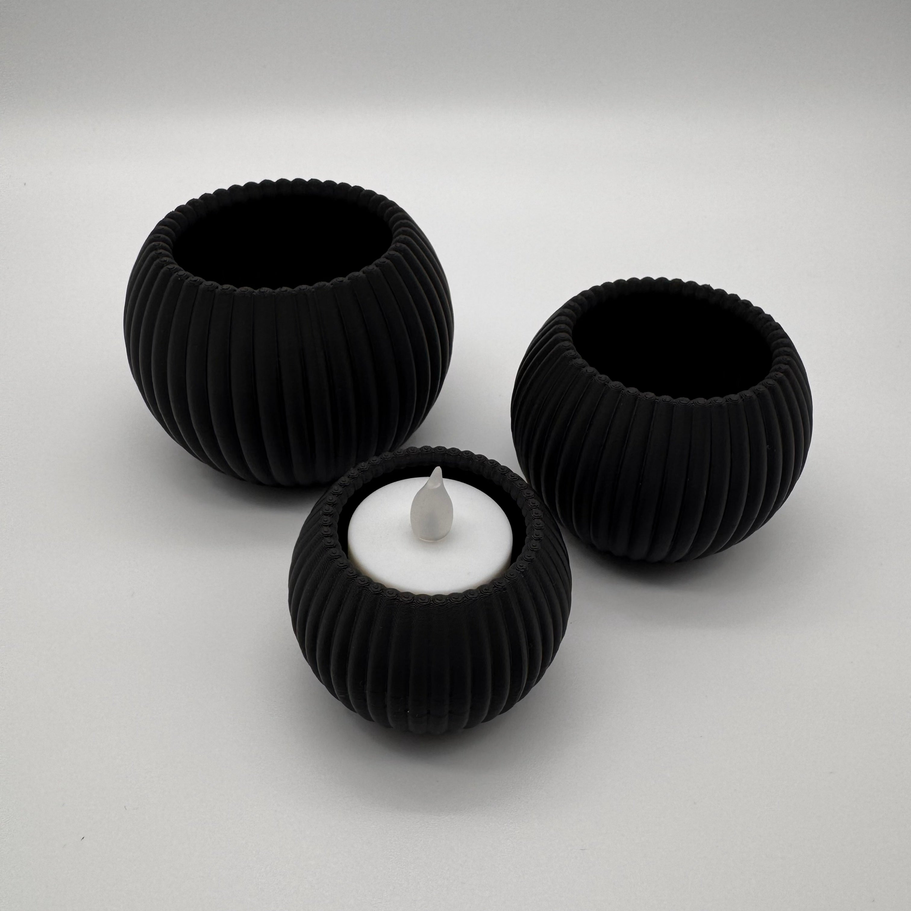 Teelicht geriffelt – 3er-Set (3D-Druck)