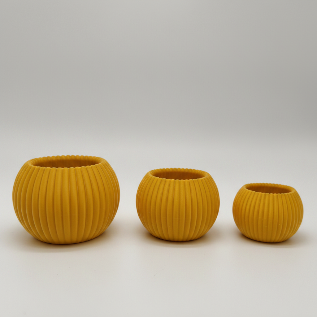 Teelicht geriffelt – 3er-Set (3D-Druck)