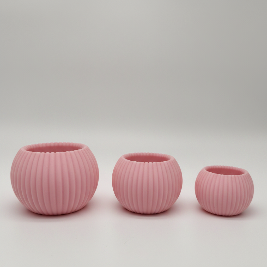 Teelicht geriffelt – 3er-Set (3D-Druck)