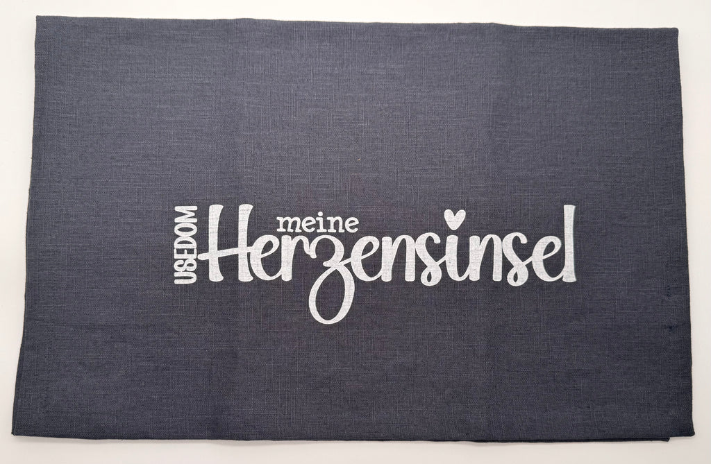 Geschirrtuch Leinen blau - handgenäht