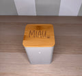 Katzenleckerli-Dose mit Bambusdeckel "Miau"