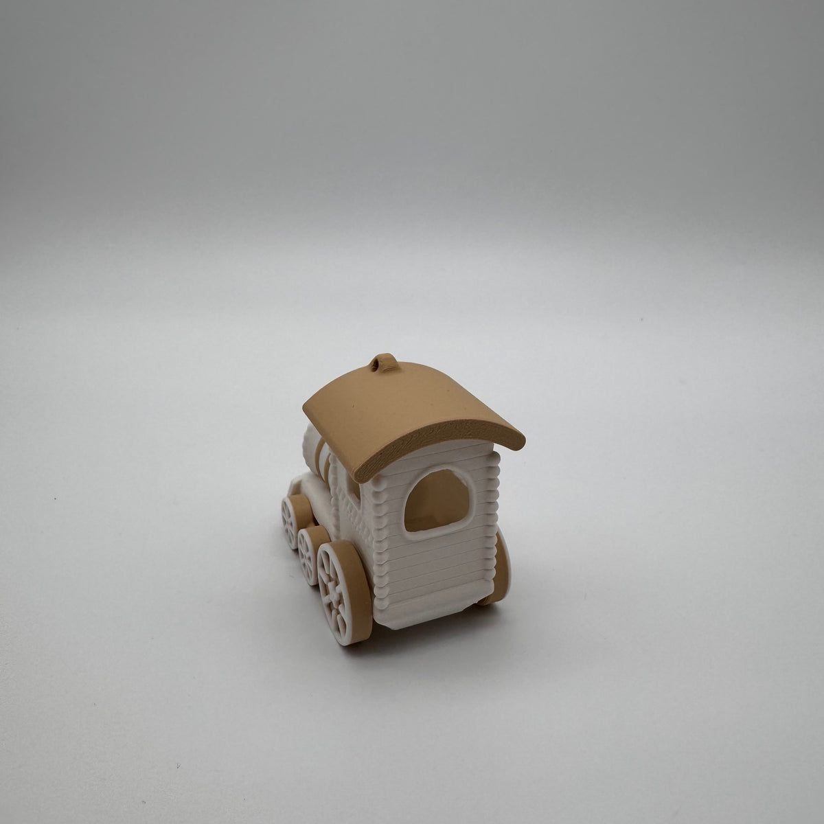 Deko-Lokomotive aus dem 3D-Druck – Beige & Weiß