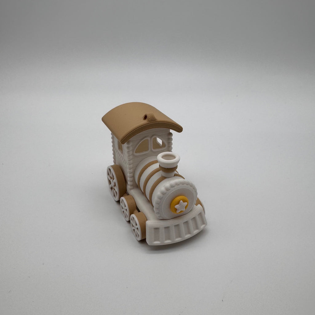 Deko-Lokomotive aus dem 3D-Druck – Beige & Weiß