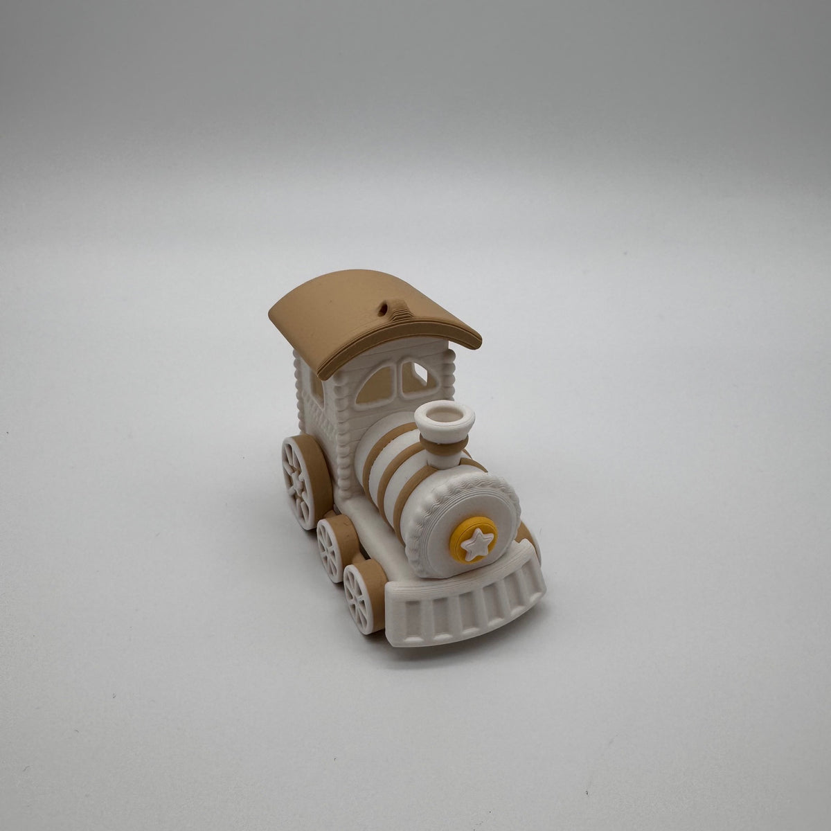 Deko-Lokomotive aus dem 3D-Druck – Beige & Weiß