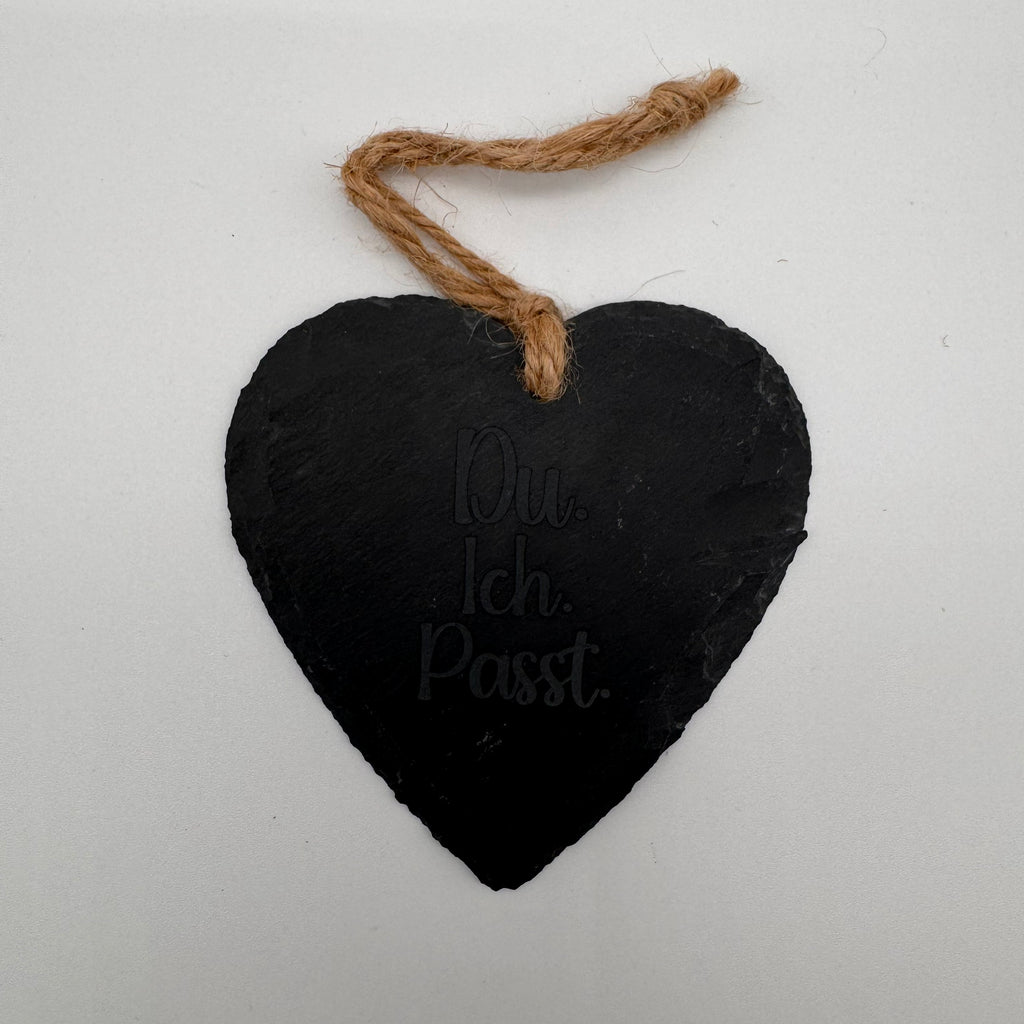 Schieferherz zum Aufhängen 10x10 cm - personalisierbar