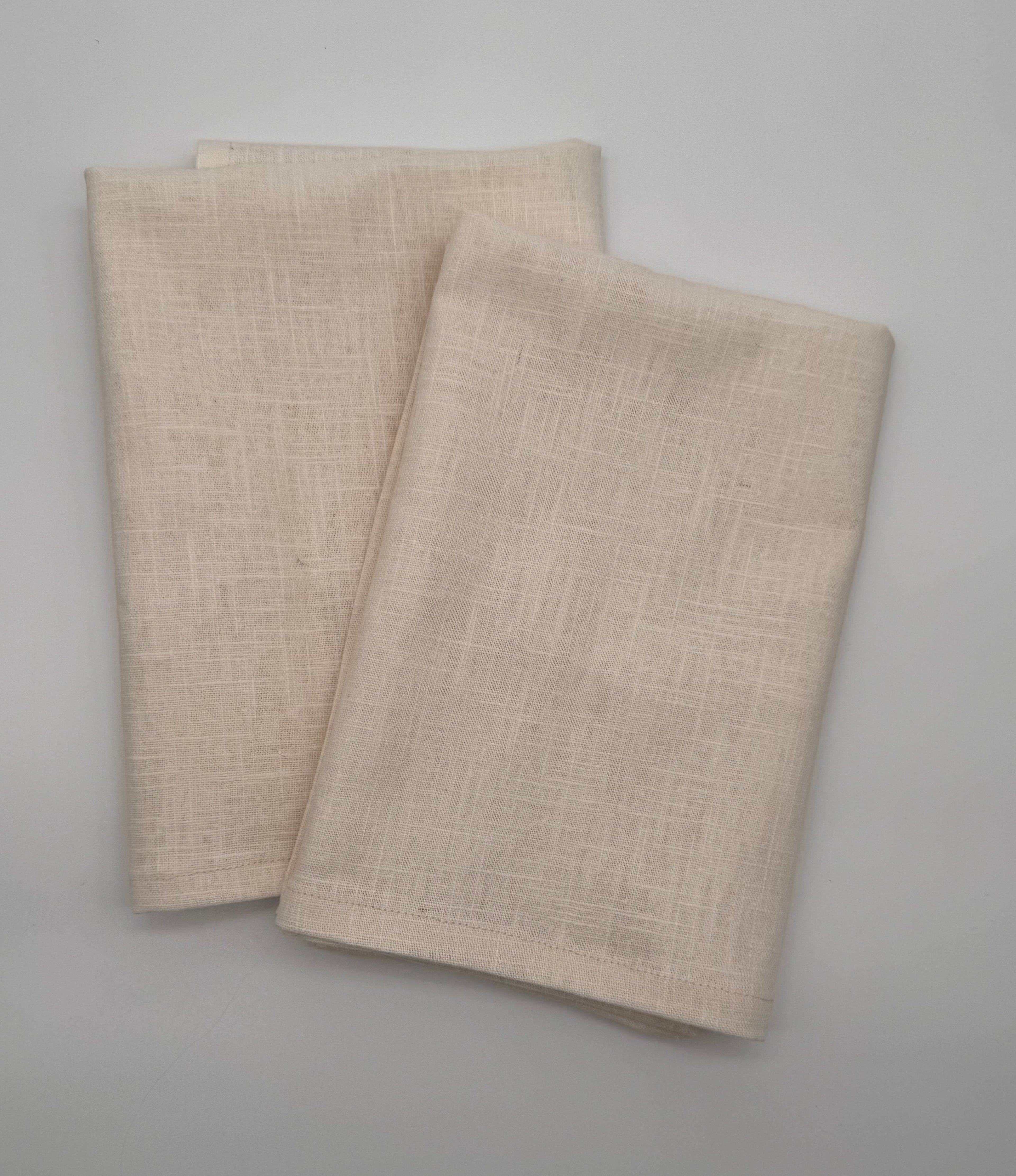 Servietten Leinen ecru – handgenäht (2er-Set)