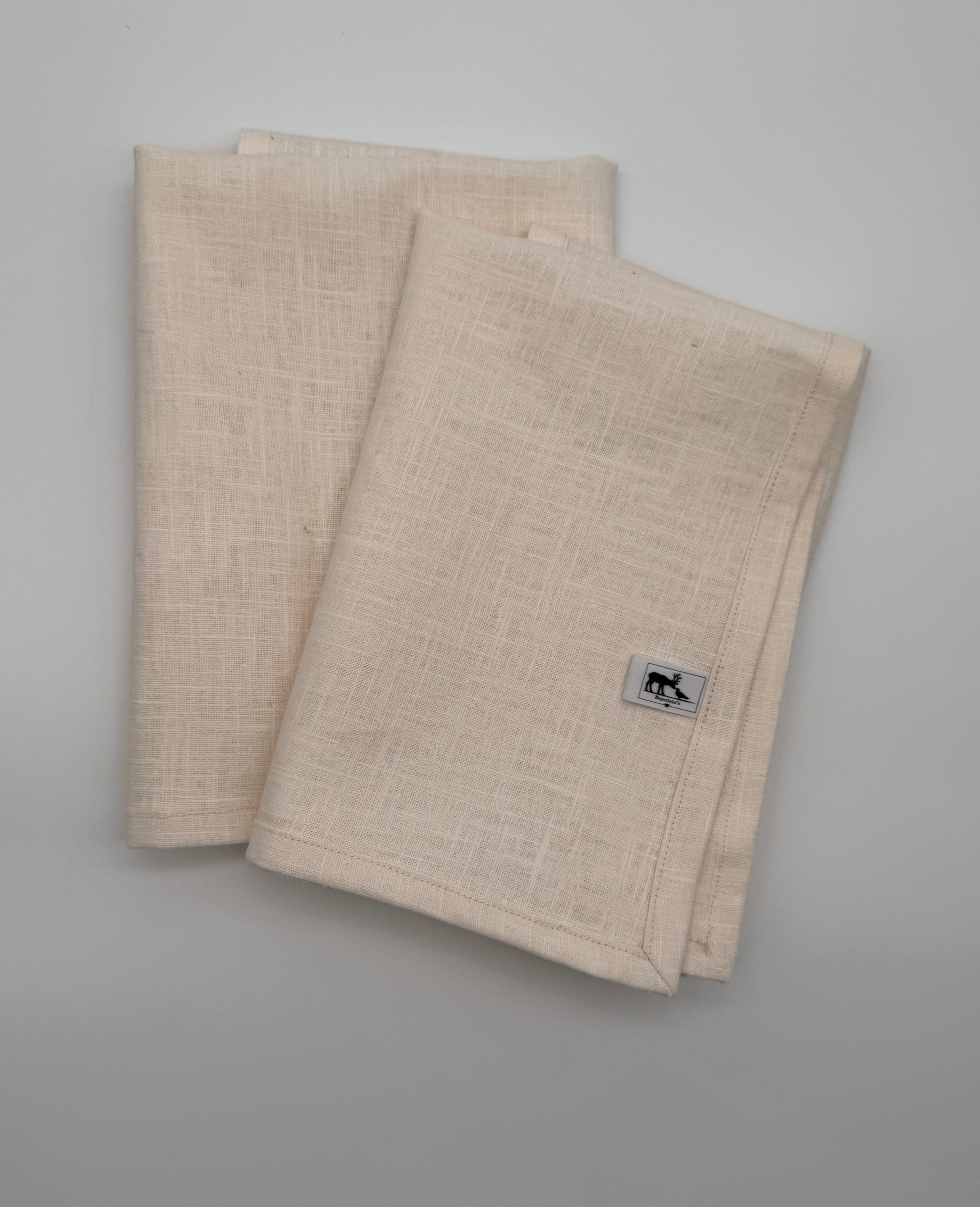 Servietten Leinen ecru – handgenäht (2er-Set)