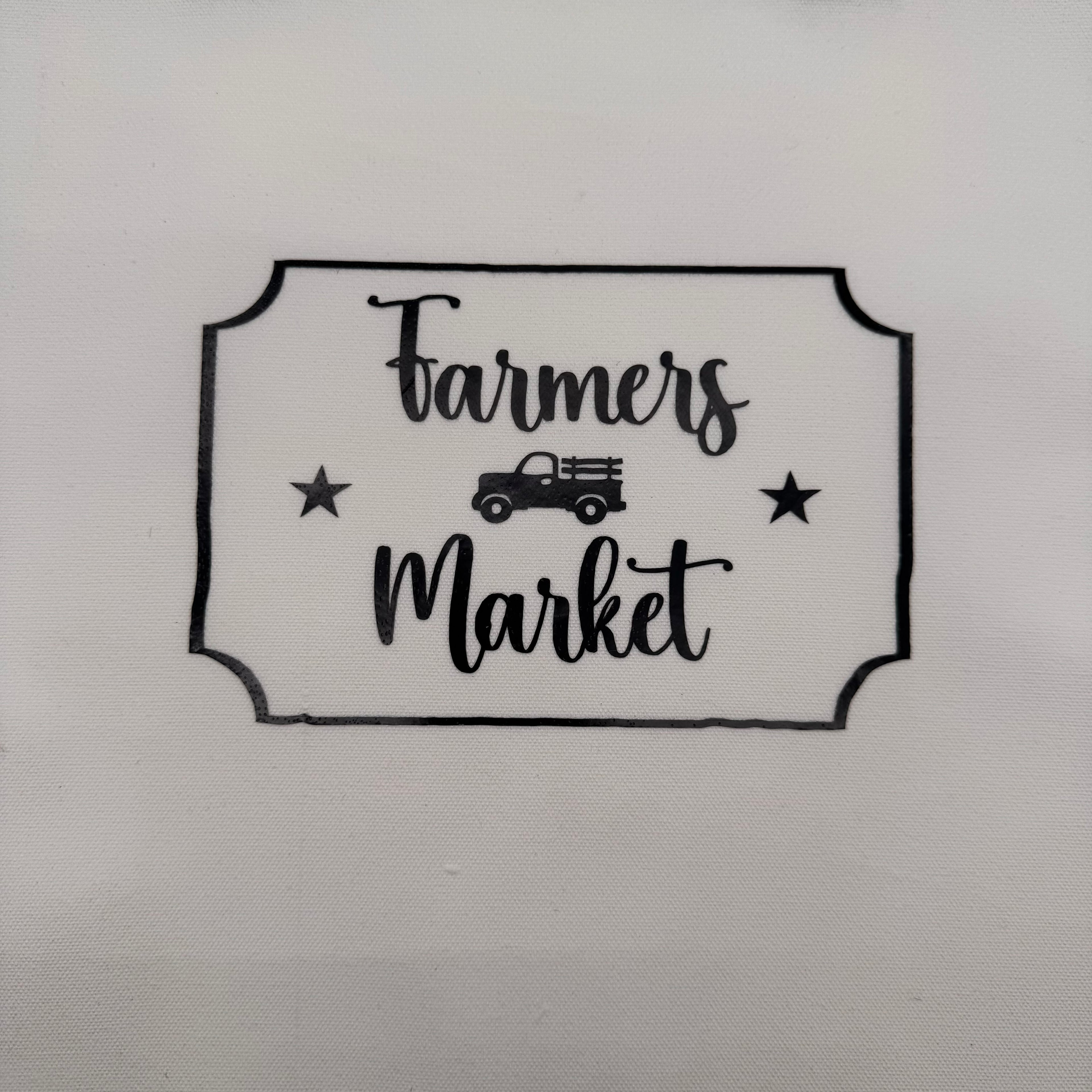 Stofftasche Canvas „Farmers Market“ – bunte Henkel