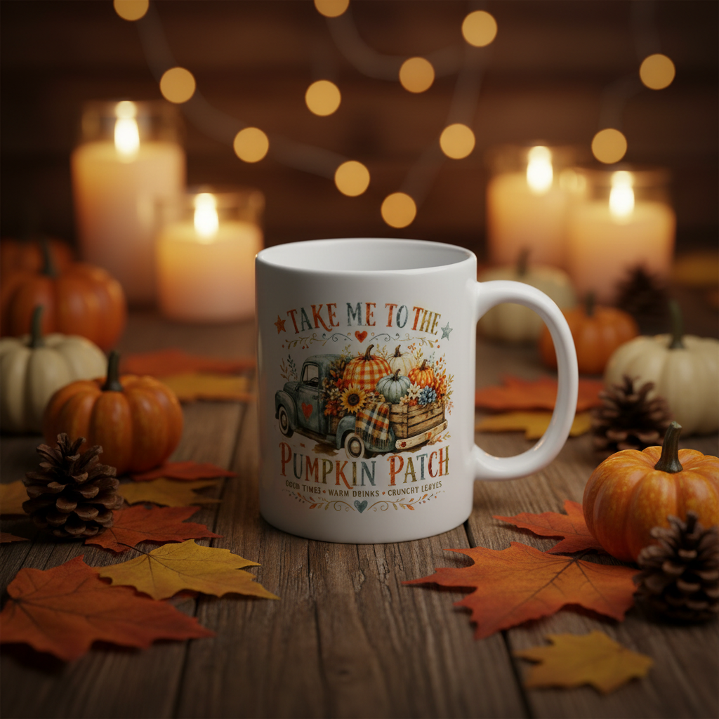 Herbsttasse im Herbst-Setting