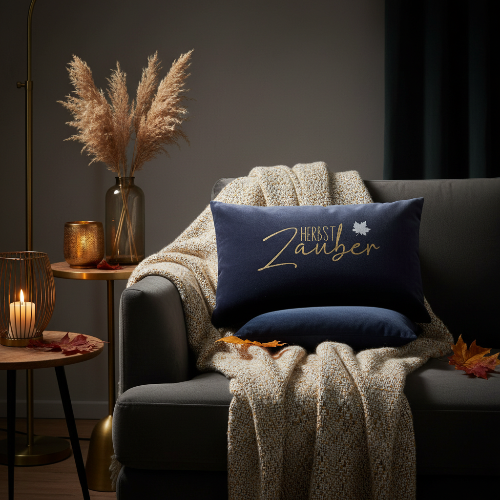 Kissenbezug Herbst Zauber Dunkelblau – Lifestyle