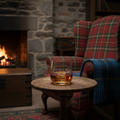 Whiskyglas im schottischen Cottage