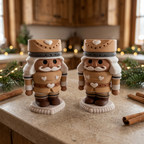 Zimt- und Zuckerstreuer auf einer Küchenarbeitsplatte im weihnachtlichen Chalet-Stil
