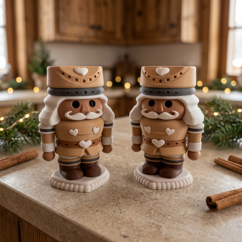 Zimt- und Zuckerstreuer auf einer Küchenarbeitsplatte im weihnachtlichen Chalet-Stil